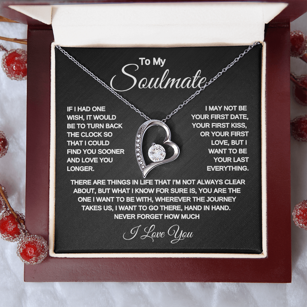 To my Soulmate | One Wish | Forever Love Necklace | Black Background