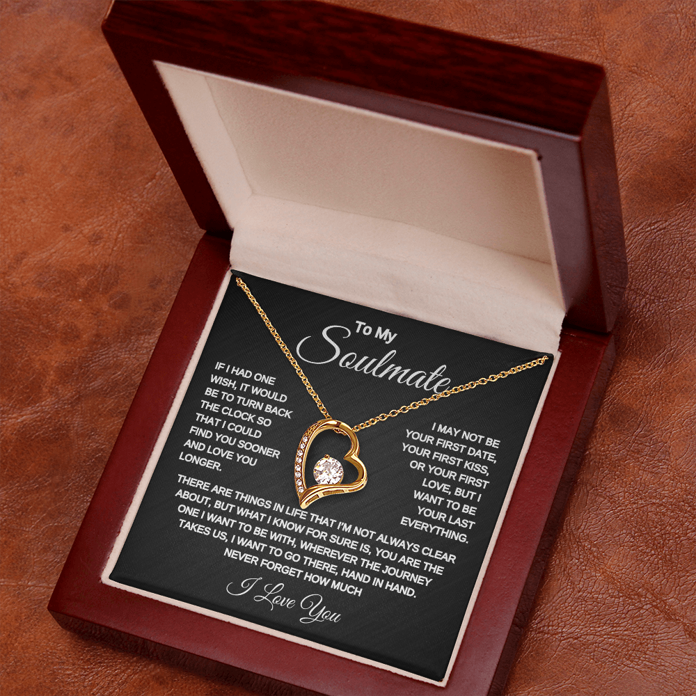 To my Soulmate | One Wish | Forever Love Necklace | Black Background