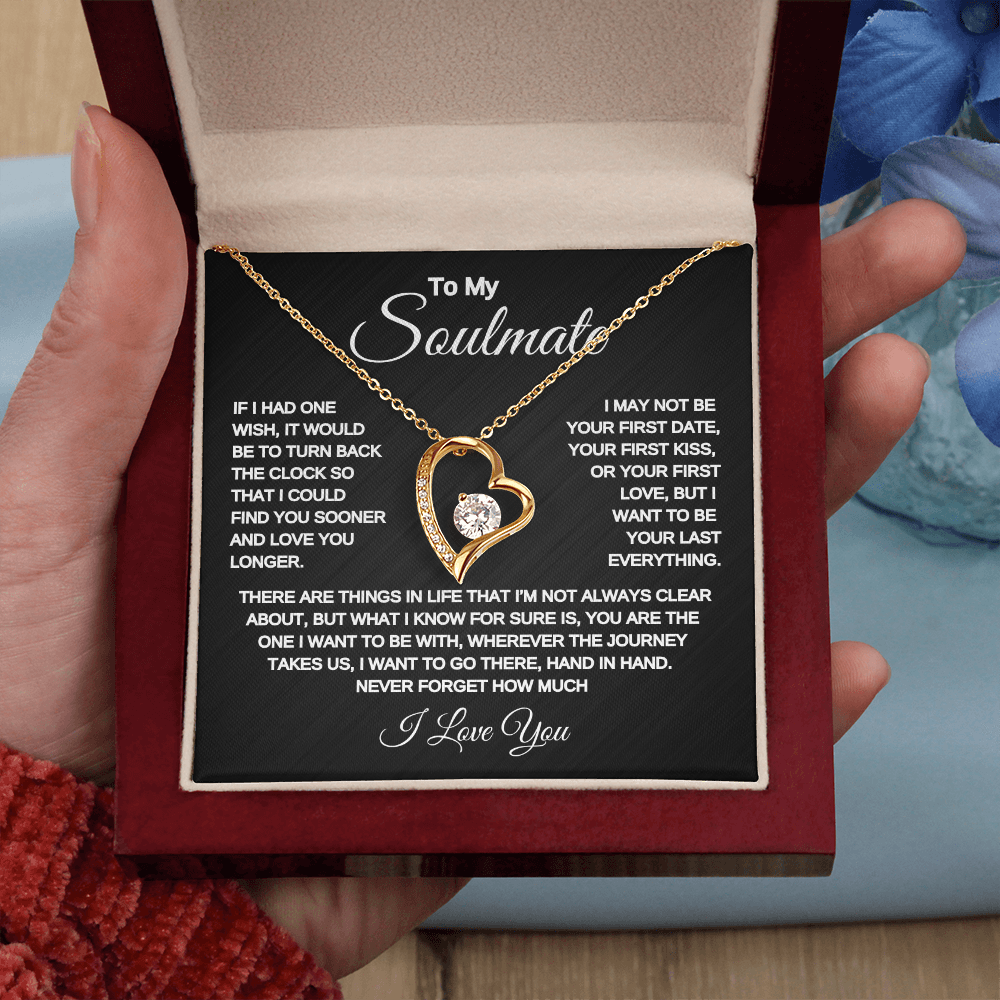 To my Soulmate | One Wish | Forever Love Necklace | Black Background
