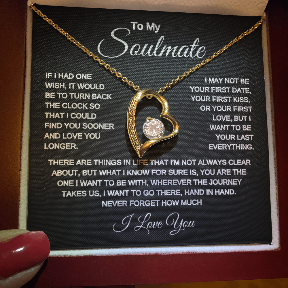 To my Soulmate | One Wish | Forever Love Necklace | Black Background