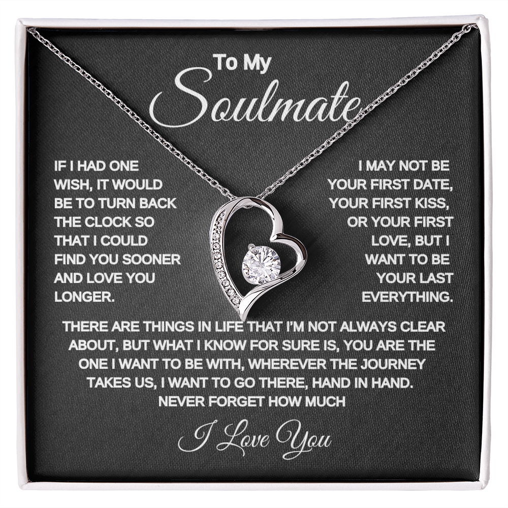 To my Soulmate | One Wish | Forever Love Necklace | Black Background