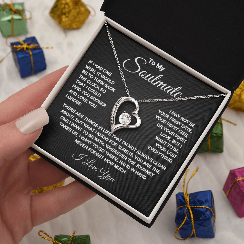 To my Soulmate | One Wish | Forever Love Necklace | Black Background