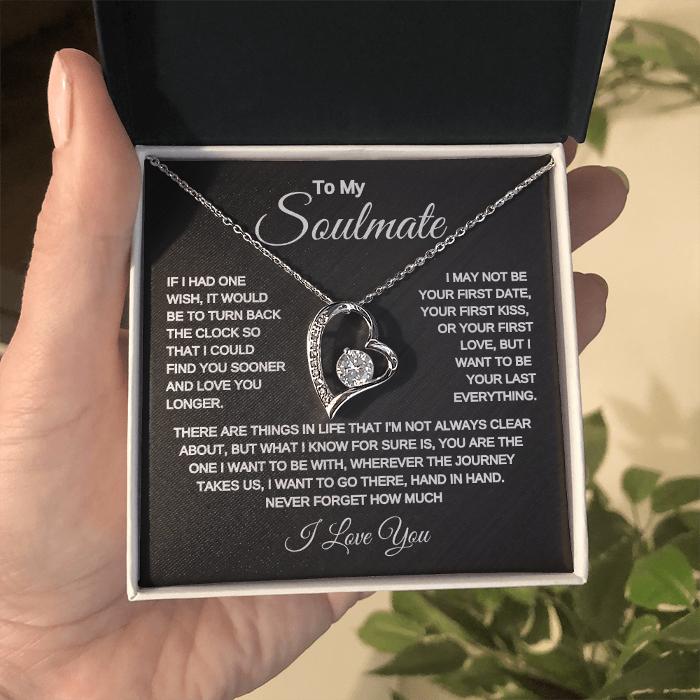 To my Soulmate | One Wish | Forever Love Necklace | Black Background