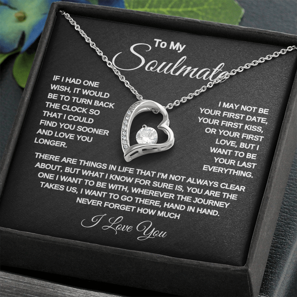 To my Soulmate | One Wish | Forever Love Necklace | Black Background
