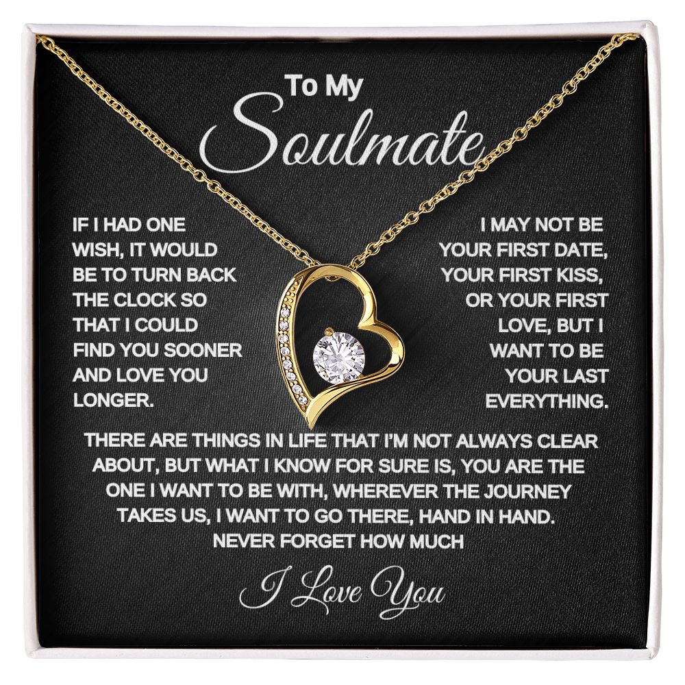 To my Soulmate | One Wish | Forever Love Necklace | Black Background