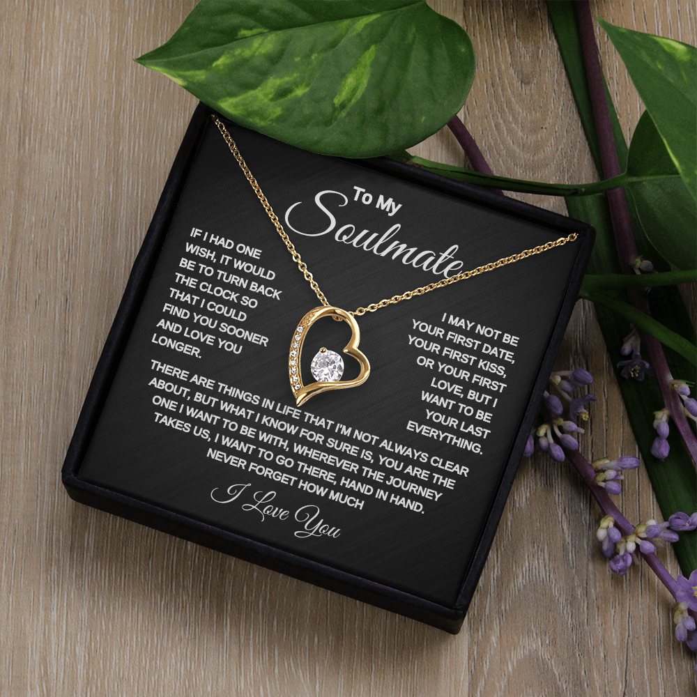 To my Soulmate | One Wish | Forever Love Necklace | Black Background