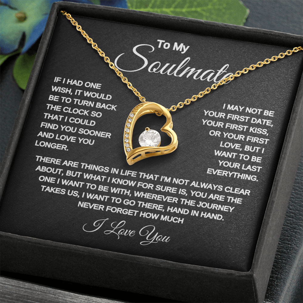 To my Soulmate | One Wish | Forever Love Necklace | Black Background