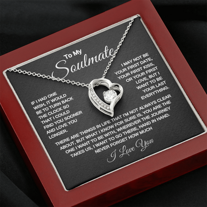 To my Soulmate | One Wish | Forever Love Necklace | Black Background