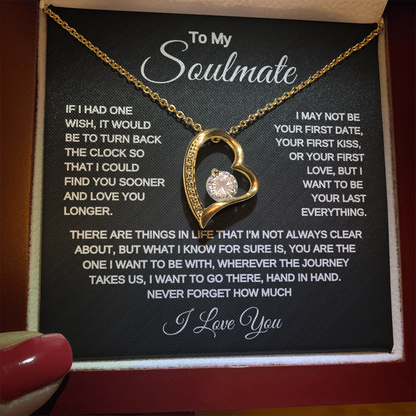 To my Soulmate | One Wish | Forever Love Necklace | Black Background