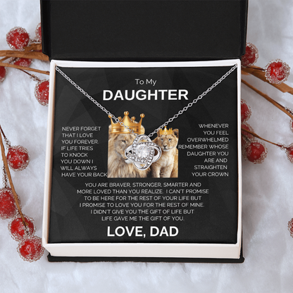 To My Daughter | Never Forget | Love Knot Necklace