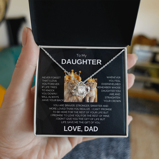 To My Daughter | Never Forget | Love Knot Necklace