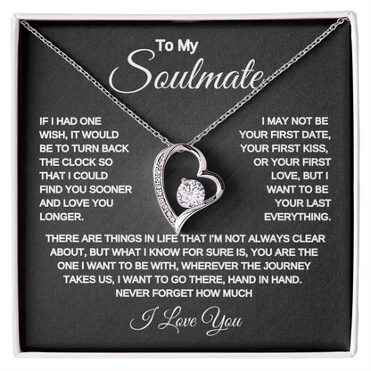 To my Soulmate | One Wish | Forever Love Necklace | Black Background